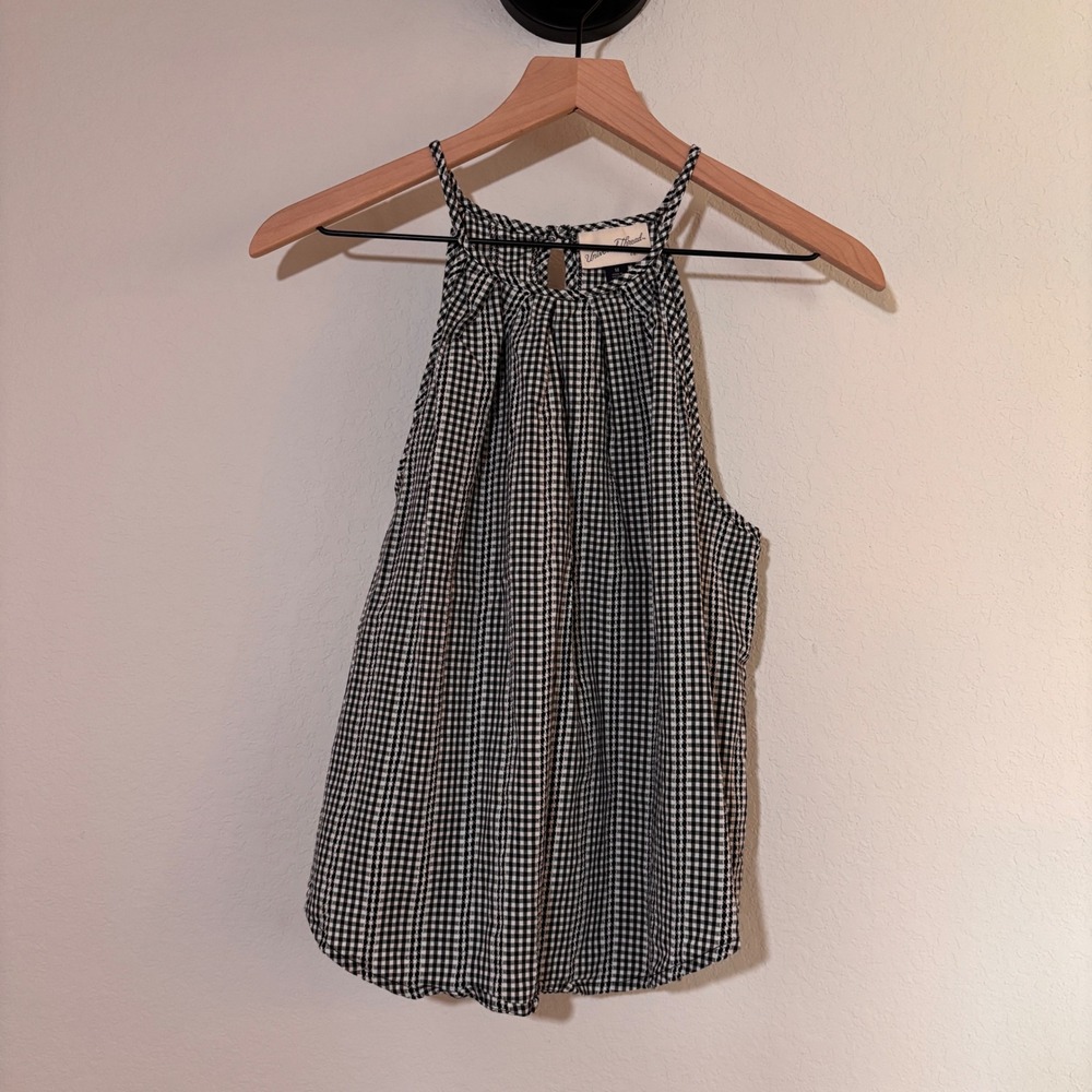 Universal Thread Black White Gingham Tank Top Cotton Sleeveless Blouse Medium